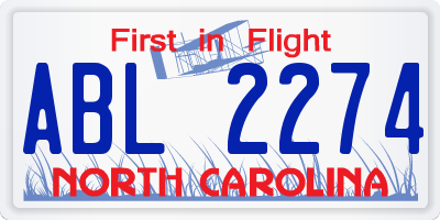NC license plate ABL2274