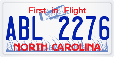 NC license plate ABL2276
