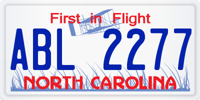 NC license plate ABL2277