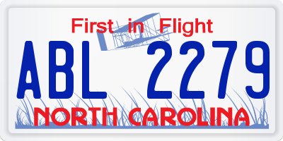 NC license plate ABL2279