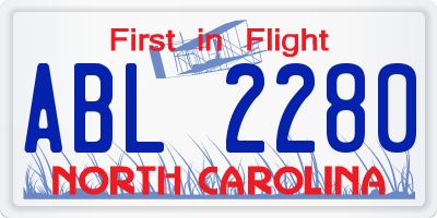 NC license plate ABL2280