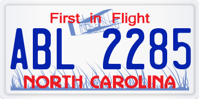 NC license plate ABL2285