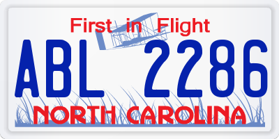 NC license plate ABL2286