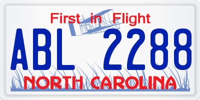 NC license plate ABL2288