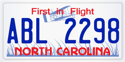 NC license plate ABL2298