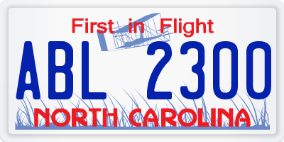 NC license plate ABL2300