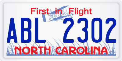NC license plate ABL2302