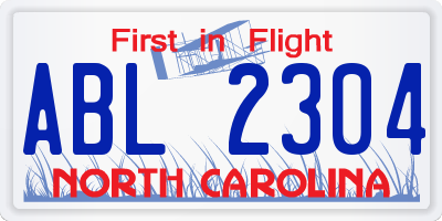 NC license plate ABL2304