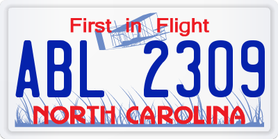 NC license plate ABL2309