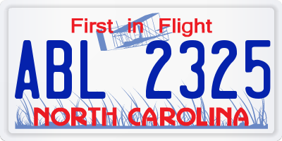 NC license plate ABL2325