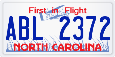 NC license plate ABL2372
