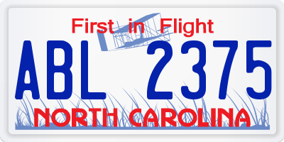 NC license plate ABL2375