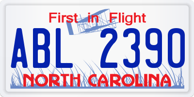 NC license plate ABL2390