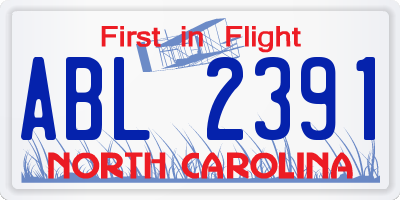NC license plate ABL2391