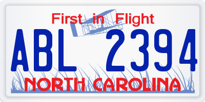 NC license plate ABL2394