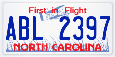 NC license plate ABL2397
