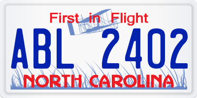 NC license plate ABL2402