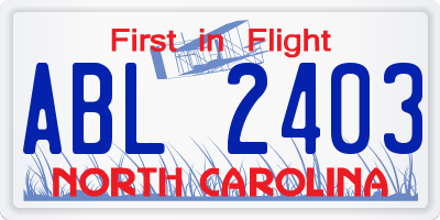 NC license plate ABL2403