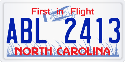 NC license plate ABL2413