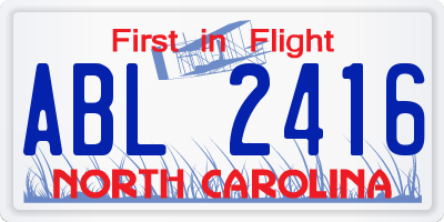 NC license plate ABL2416