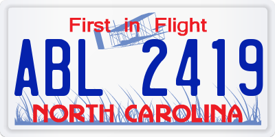 NC license plate ABL2419