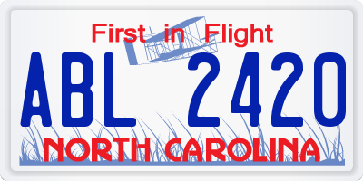 NC license plate ABL2420
