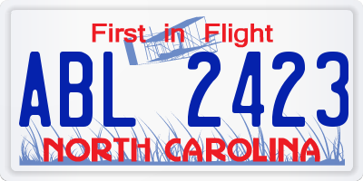 NC license plate ABL2423