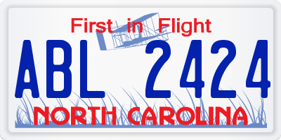 NC license plate ABL2424