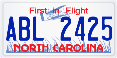 NC license plate ABL2425