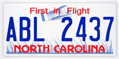 NC license plate ABL2437