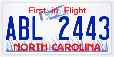 NC license plate ABL2443