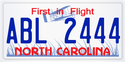 NC license plate ABL2444