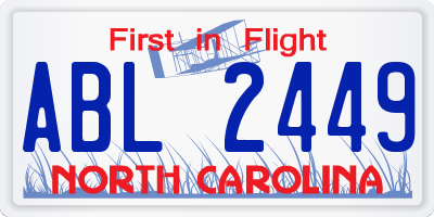NC license plate ABL2449