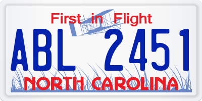 NC license plate ABL2451