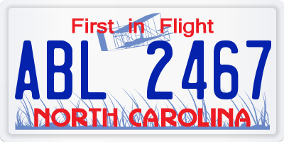 NC license plate ABL2467