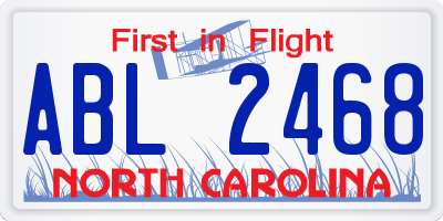 NC license plate ABL2468