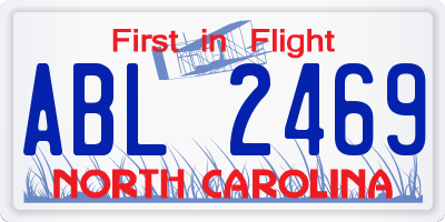 NC license plate ABL2469