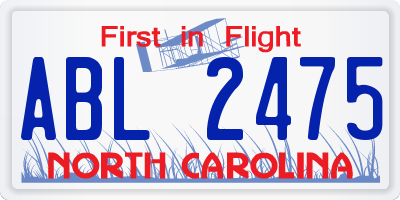 NC license plate ABL2475