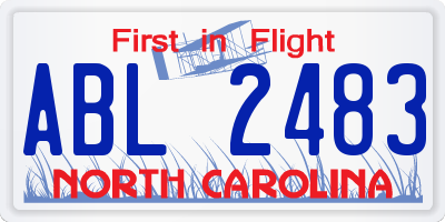 NC license plate ABL2483