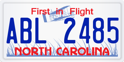 NC license plate ABL2485