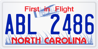 NC license plate ABL2486