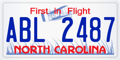 NC license plate ABL2487