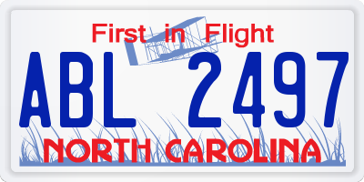 NC license plate ABL2497