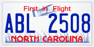 NC license plate ABL2508
