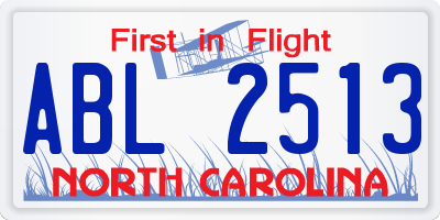NC license plate ABL2513