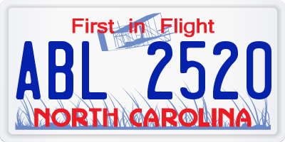 NC license plate ABL2520
