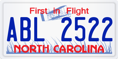 NC license plate ABL2522