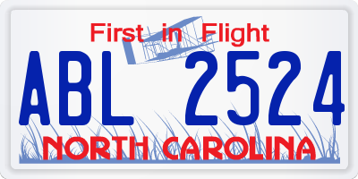 NC license plate ABL2524