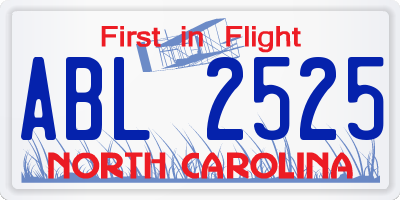 NC license plate ABL2525