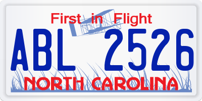 NC license plate ABL2526